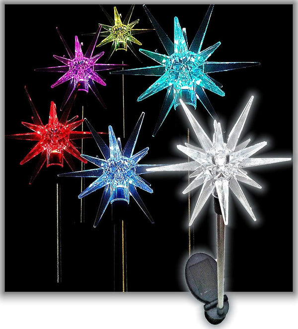 Set of 1 Solar Garden Stake Lights with Color Changing LED or Regular White LED Landscape Path Lights (1 Piece) (Starburst)2