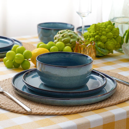 Stoneware Dinnerware Sets for 4, Reactive Glaze, Pale Blue3