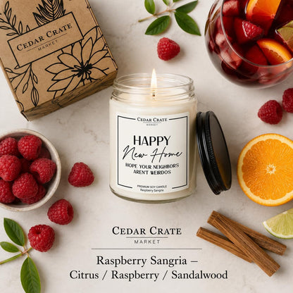 House Warming Gifts New Home – Funny New Homeowner Candle for Women & Men, Housewarming Gifts New Home, Closing Gift for Home Buyers – Raspberry Sangria Soy Candle, Made in USA4