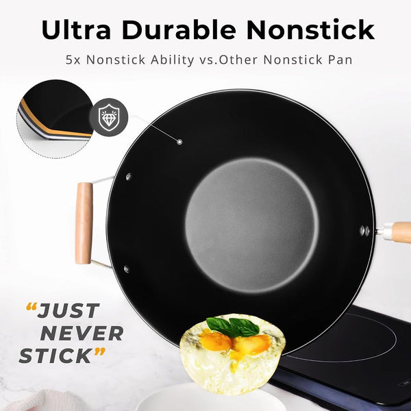 Carbon Steel Non-Stick Wok, Hand Wash Recommended, Easy Clean Kitchen Cookware4