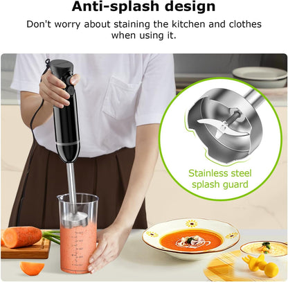 Immersion Hand Blender, Smoothie, Puree, Baby Food | Electric Handheld Mixer Portable Stick Mixer with Stainless Steel Blades for Soup, Emulsion Blender with 2 Mixing Speed5