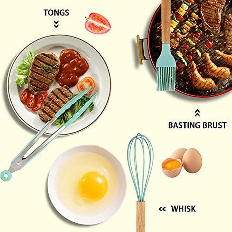 silicone-cooking-kitchen-utensils-set-wooden-handle-teal
