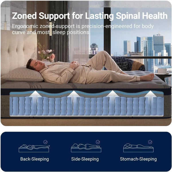 Queen Mattress 12 Inch, Luxury Hotel-Level Cooling Hybrid Mattress | Dual Nanogel™ Memory Foam with Smarts Coil® for Motion Isolation & Extra Back Support, Pressure Relief, Certipur-Us Certified10