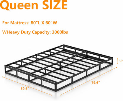 9 Inch Queen Box Spring, 3000Lbs Heavy Duty Metal Box Spring Queen Size Bed Base Mattress Foundation, Easy Assembly, Noise Free2