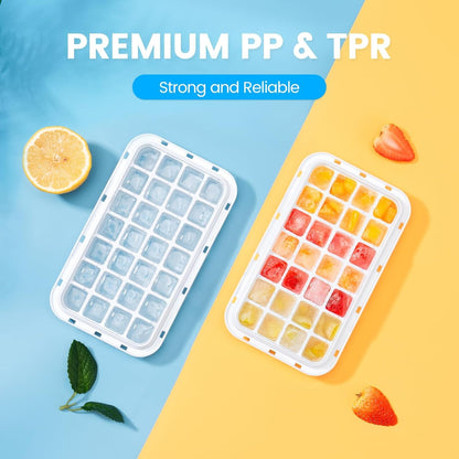 Ice Cube Tray with Lid and Bin, Easy Release 56 Cubes for Freezer | Food-Grade Bpa-Free PP and ABS. Ice Cubes for Fruit, Cocktails, Iced Coffee. Space-Saving Stackable with Scoop7