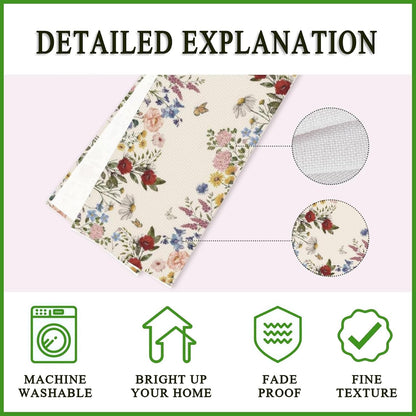 Table Runner 13X72 in Anti-Wrinkle Heatproof Plant Floral Butterfly2