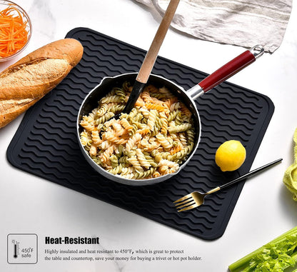Silicone Dish Drying Mat, Non-Slip Easy Clean Sink Mat, Black, 16" X 12" | Quick-Dry Ridges, Large Heat-Resistant Dish Drainer Mat for Kitchen Counter, Hangable & Roll-Up for Storage, Dishwasher Safe6