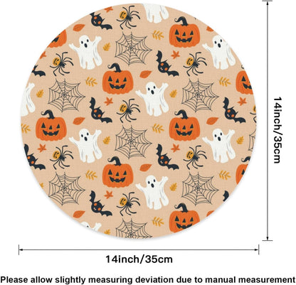 Round Placemats 14 Inch Halloween Style Set of 4 Premium Linen Non Slip & Heat Resistant Stain Resistant for Party Kitchen Dining Kitchen Restaurant Decoration2