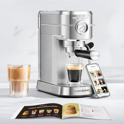 CM5418 Compact Espresso Machine with Milk Frothing Steam Wand | Stainless Steel, 20-Bar Pump, Built-In Pressure Gauge, Powerful Steam Wand for Cappuccino Latte for Home, 34Oz Water Tank7
