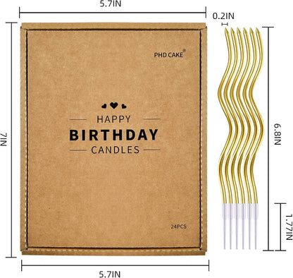 48-Count Gold Spiral Long Thin Metallic Birthday Candles, Cake Candles, Birthday Parties, Wedding Decorations, Party Candles6