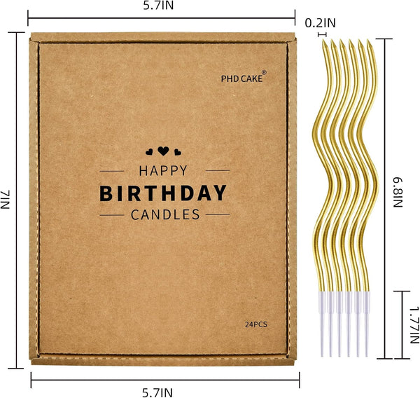 48-Count Gold Spiral Long Thin Metallic Birthday Candles, Cake Candles, Birthday Parties, Wedding Decorations, Party Candles6