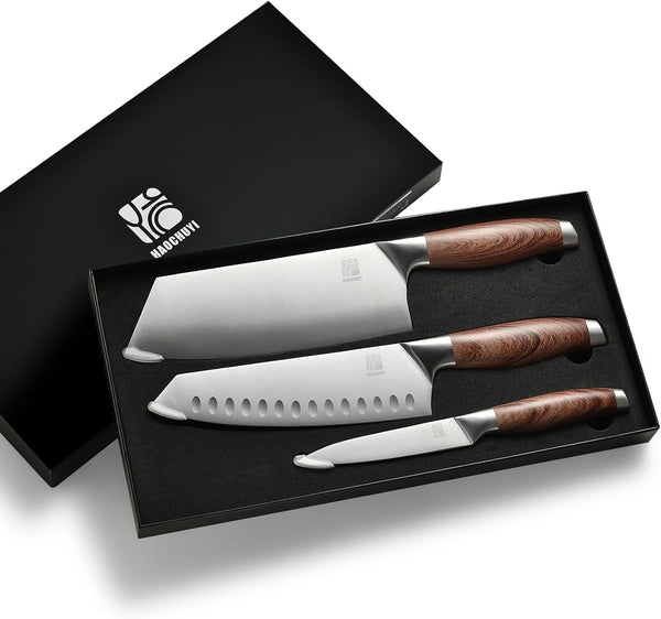 3-Piece Professional Chef Knife Set - Ultra-Sharp Kitchen Knives with Ergonomic Steel Handle, Ideal for Home, Outdoor, Camping, BBQ, and Gifts for Men7