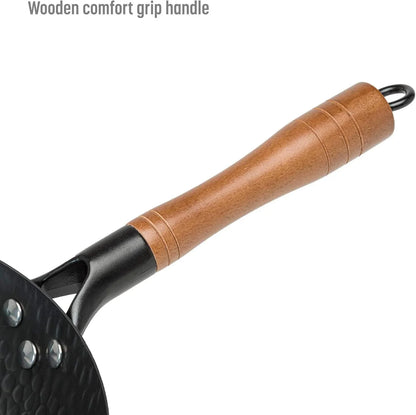 Hammered Carbon Steel 13-Inch Wok Pan with Lid, Black, Non-Stick, Compatible with Most Cooktops5