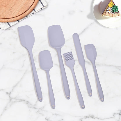 6 Pieces Silicone Spatula Set, Rubber Spatulas Silicone Heat Resistant Spatula Set for Kitchen Use, Food Grade Rubber Spatula with Ergonomic Grip, Cooking, BPA Free Dishwasher Safe(Purple)6