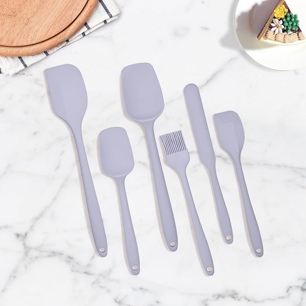 6 Pieces Silicone Spatula Set, Rubber Spatulas Silicone Heat Resistant Spatula Set for Kitchen Use, Food Grade Rubber Spatula with Ergonomic Grip, Cooking, BPA Free Dishwasher Safe(Purple)6