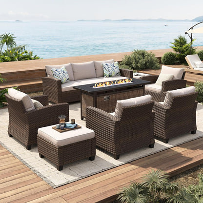 Patio Furniture Set Outdoor Brown Wicker Conversation Sets1