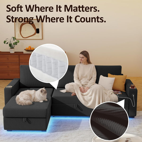 80" Sectional Sleeper Sofa Bed Pull Out Couches for Living Room8