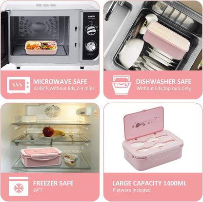Bento Boxes for Adults - 1100 ML Bento Lunch Box for Kids Childrens with Spoon & Fork - Durable for On-The-Go Meal, Bpa-Free and Food-Safe Materials4