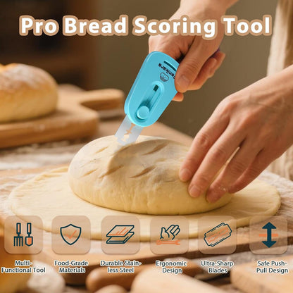 Professional Bread Lame,Upgraded Extractable & Magnetic Bread Lame Dough Scoring Tool,Premium Sourdough Scoring Tool for Sourdough Bread Baking & Bread Making Tools,Includes 10 Razor Blades (Blue)7