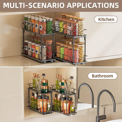 Pull Out Spice Rack 2 Pack,Slide Out Cabinet Spice Rack,Black8