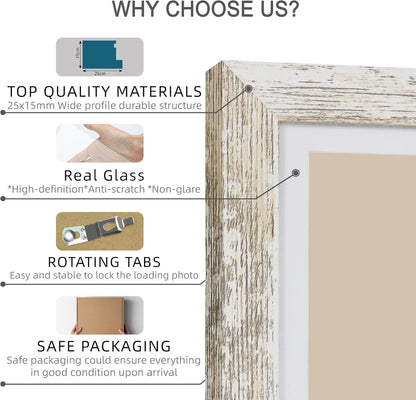5X7 Picture Frame Set of 4, Made of Real Glass and Multicolour Wooden Frame, 5 by 7 Photo for Wall or Tabletop - Display Picture 4X6 with Mat or 5X7 without Mat6