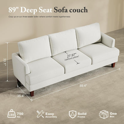 3 Seater Sofa Couches for Living Room, 89" Deep Seat Couch2
