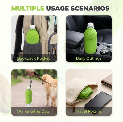 Dog Portable Water Bottle,Foldable Dog Water Bowl for Walks，Green3