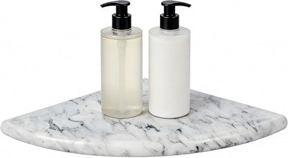 9" Marble Stone Corner Shelf Polished, Wall Mounted Shower Caddy, Floating Shampoo Holder for Bathroom, Kitchen, Living Room (Gray)1