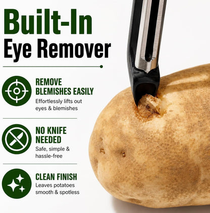 Black Premium Vegetable Peeler | Ultra-Sharp Swivel Stainless Steel Blade | Ergonomic Soft Grip Handle | Mango Peeler | Dishwasher Safe | Skin Peeler for Veggies & Fruits | Potato Peeler & Eye Remover5