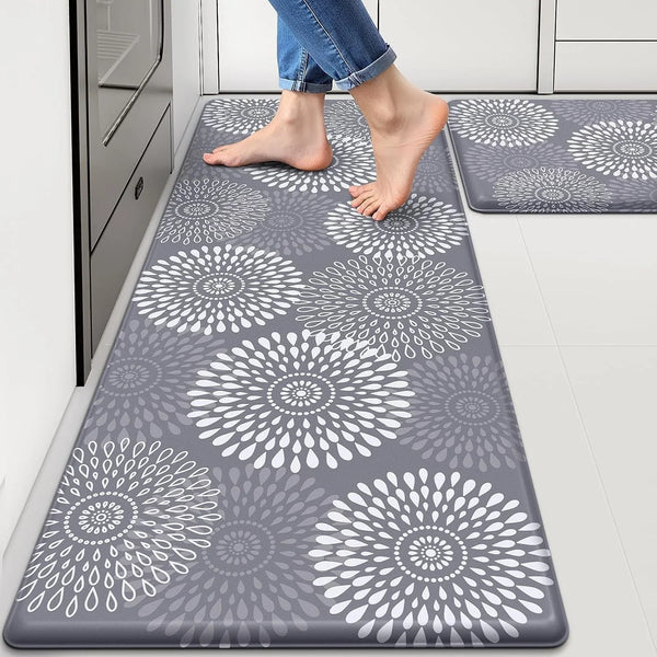 Kitchen Mats for Floor,Cushioned Rug Anti-Fatigue for Kitchen Decor | Waterproof Non-Slip Kitchen Rugs Set of 2,Heavy Duty Ergonomic Comfort Mat for Kitchen Accessories,Office,Laundry1