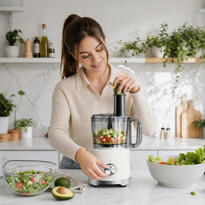 Electric Food Processor 10.5 Cup, Multi-Function Vegetable Chopper with French Fry Slicer, Dough Mixer, Easy to Clean, Secure Design, Stainless Steel, for Vegetables, Smoothie, Fruit4