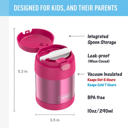 FUNTAINER Kids Food Jar with Spoon, 10Oz, Pink3