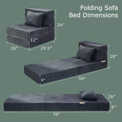 Folding Sofa Bed, Convertible Sleeper Chair Bed, Floor Sofa with Bag2