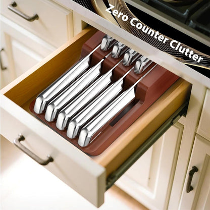 10 PCS Stainless Steel Drawer Knife Set with Wooden Organizer | Japanese High-Carbon Stainless Steel Blades, Patented Non-Slip Handle, Space-Saving Drawer Design, Dishwasher Safe4