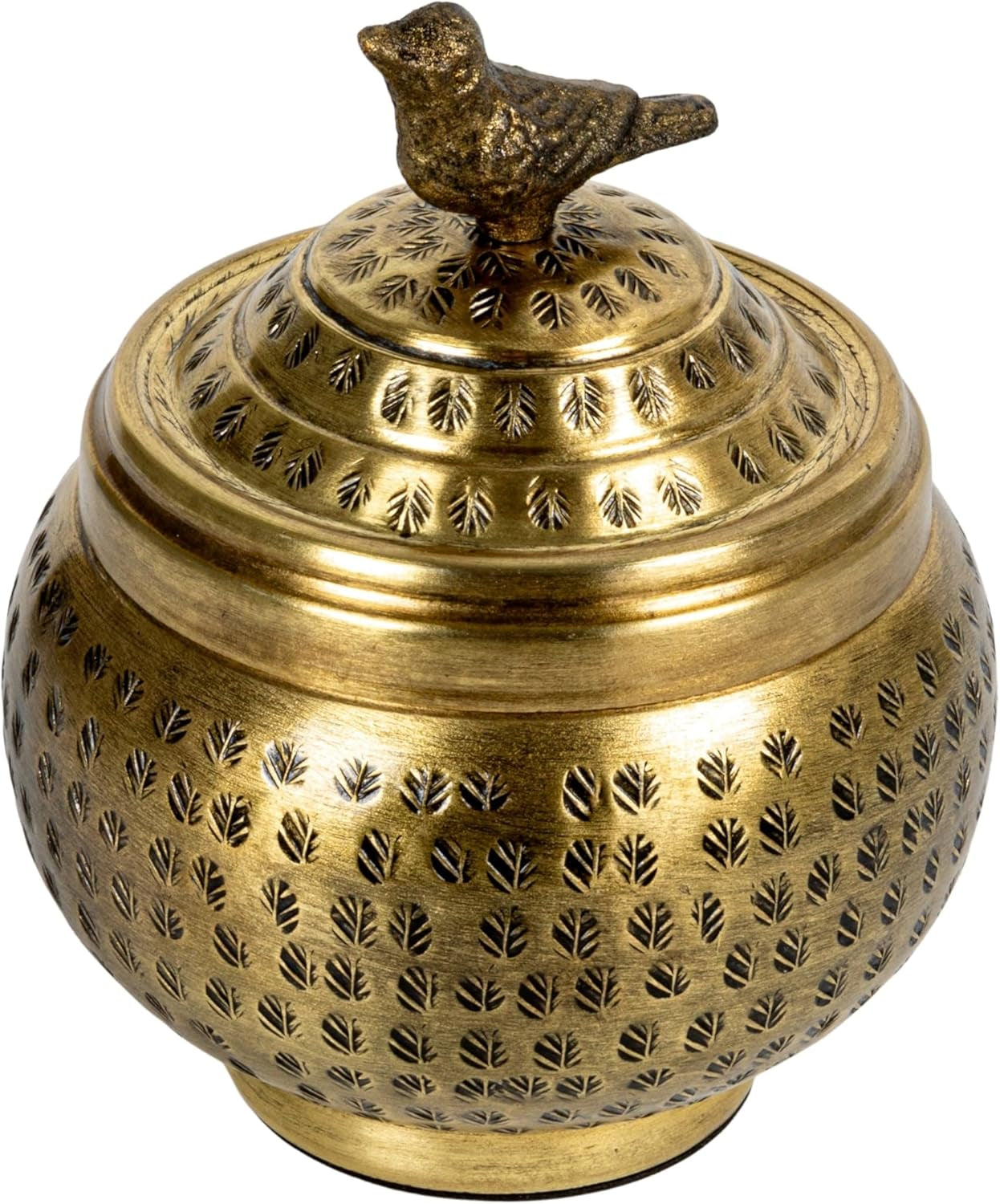 round-hammered-metal-container-with-bird-finial-brass-finish