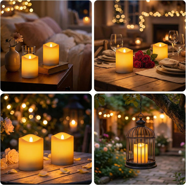 Solar Candles Outdoor Waterproof,6Pcs 3"X4" Solar Flamele Candle5