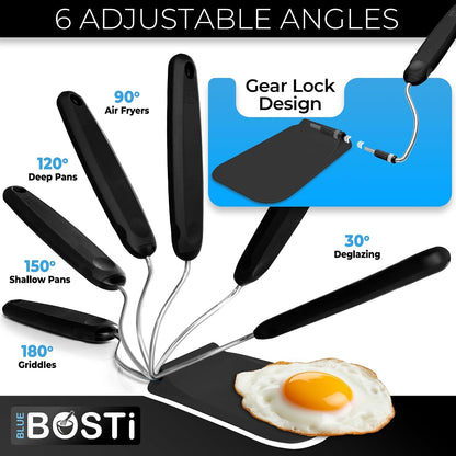 Adjustable Angle Spatula - New PPSU Material - Turner and Flipper for Eggs, Pancakes, Burgers - Swappable Spatula Heads - Thin, Heat Resistant - Non-Stick Cookware Safe2