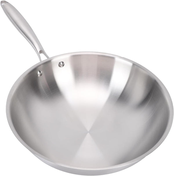 14 Inch Stainless Steel Wok, 304 Construction, Nonstick Stir Fry Pan for Induction and Gas Stoves with Even Heat Distribution (34CM)5