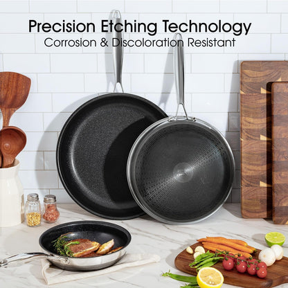 Nonstick Frying Pan Set – 8" 10" 12" Titanium Ceramic Skillet with Lid, Stay-Cool Handle,Pfas, PTFE, Pfoa-Free, Non-Toxic, Dishwasher & Oven Safe, Compatible with All Cooktops6