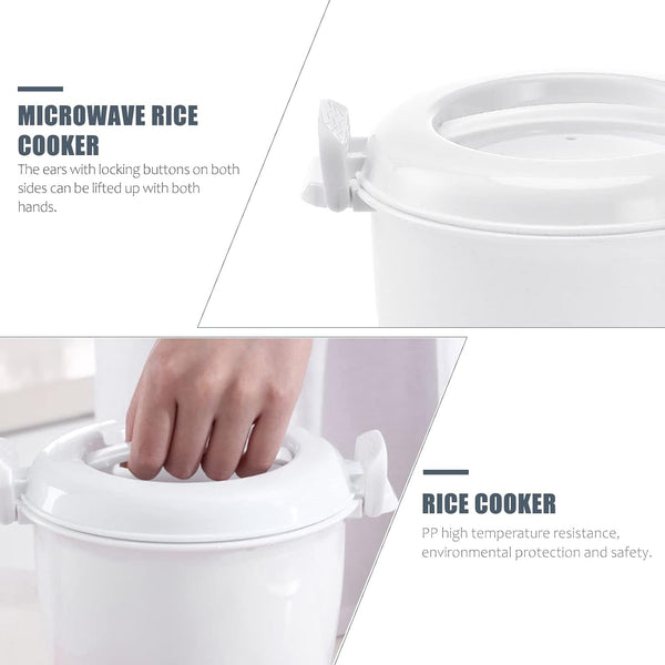 Microwave Rice Cooker Small 1-2L Portable Food Grade Container for Rice Vegetables Soups Noodles Multifunctional Microwaveable Cooker3