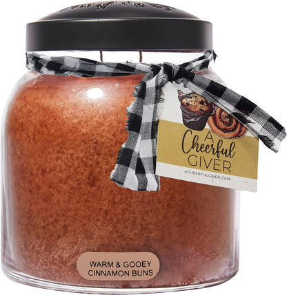 '- Warm & Gooey Cinnamon Buns Papa Scented Glass Jar Candle (34Oz) with Lid & True to Life Fragrance Made in USA1