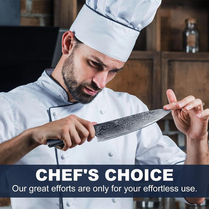 8" Damascus Chef Knife - 67-Layer Hand-Forged Blade, NSF Certified, Pakkawood Handle, Gift Box (62 HRC)5