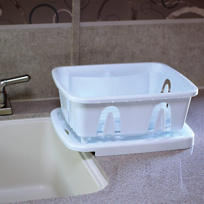 RV Mini Dish Drainer & Tray - Features a Sloped Drain Tray Design, Heavy-Duty Construction - Ideal for Small Spaces, Apartments, Boats, and More -9.5"L X 11.7"W X 4.75"H - White (43511)4