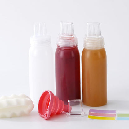 3 Hole Plastic Condiment Squeeze Bottles, 3 Pcs 13Oz | Sauces, Ketchup, Salad Dressing, Oil, BBQ Paint, Pancake Art. 3-Hole Cap, Controlled Dispensing, Bpa-Free.5