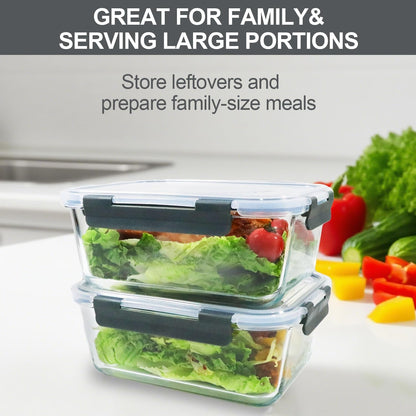 6 Pack Extra Large Glass Food Storage Containers with Lids7