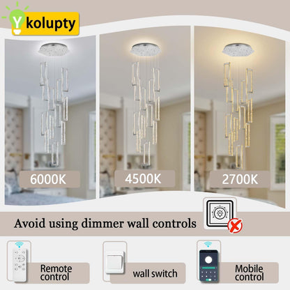H158 Crystal Rectangle Chandelier 12 Ring Chandeliers for High Ceiling Gold Large Pendant Lighting High Ceiling Light for Living Room Staircase Foyer4