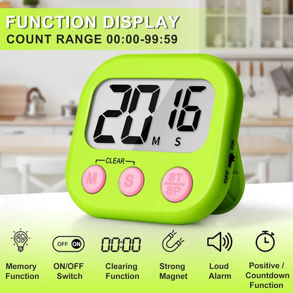 Classroom Timer for Kids Teachers 2 Pack Digital Timers Blue Green | Strong Magnetic, Large Screen, Big Button, Teacher Classroom Must Haves Kitchen Timers for Cooking Egg Exercise Study4