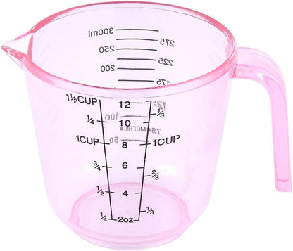 Plastic Kitchen Flour Sugar Milk Measurement Beaker Measuring Cup Mug 300Ml Clear Pink1