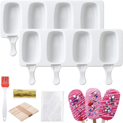 Cake Pop Mold Kit, Cakesicle Molds Silicone with Wooden Sticks & Bags | 2 Pack 8 Cavities Cake Pop Maker Supplies Accessories, Baking Tools for Home Baking Desserts Parties, Food-Grade Silicone1