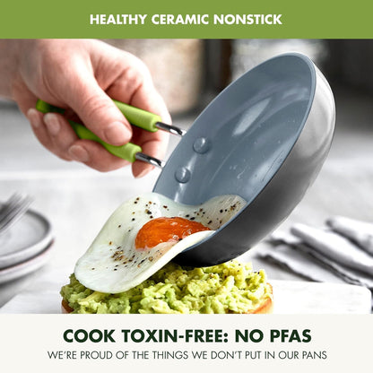 Mini Healthy Ceramic Nonstick, 5" round Egg Pan, Pfas-Free, Dishwasher Safe, Stay Cool Handle, Black2